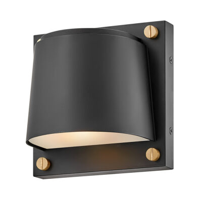 Pinehaven Modern Outdoor Wall Light Black with Brass Screws
