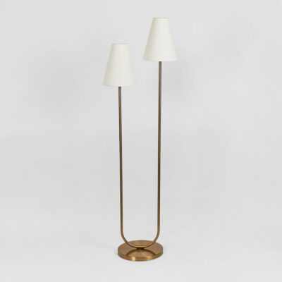 Pinehill Hamptons Twin Head Floor Lamp Antique Brass