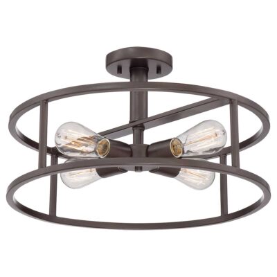 Portside Landing Industrial Cage Ceiling Semi-Flush Bronze
