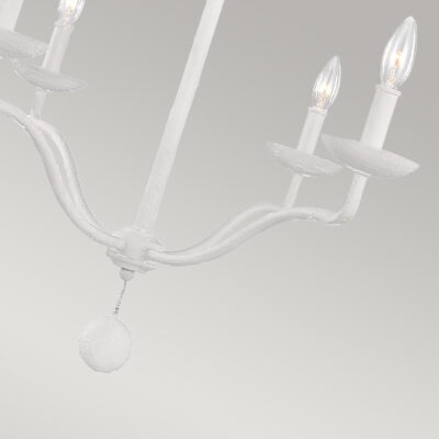 Primrose Farm French Provincial 4 Light Chandelier Textured Plaster White — detail view