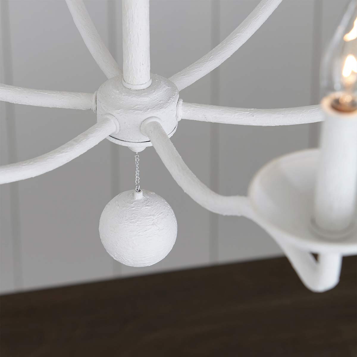 Primrose Farm French Provincial Chandelier Textured Plaster White Primrose Farm French Provincial Chandelier Textured Plaster White — detail view