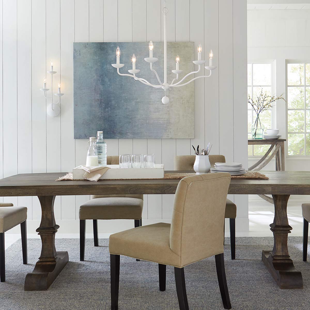 Primrose Farm French Provincial Chandelier Textured Plaster White Primrose Farm French Provincial Chandelier Textured Plaster White — in situ view