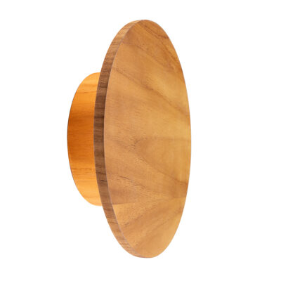 Pure Line Contemporary Round Wall Light in Teak Veneer