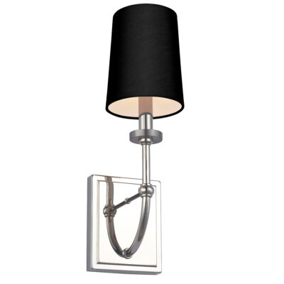 Quaywood Hamptons Wall Light Polished Chrome with Black Faux Silk Shade