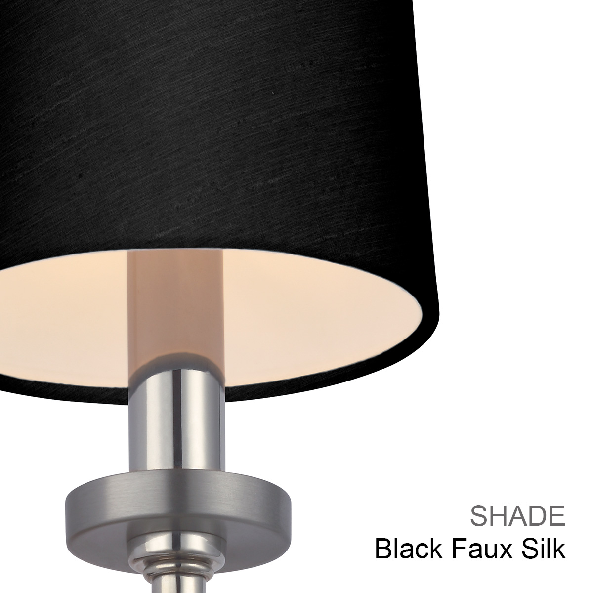 Quaywood Hamptons Wall Light Polished Chrome with Black Faux Silk Shade Quaywood Hamptons Wall Light Polished Chrome with Black Faux Silk Shade