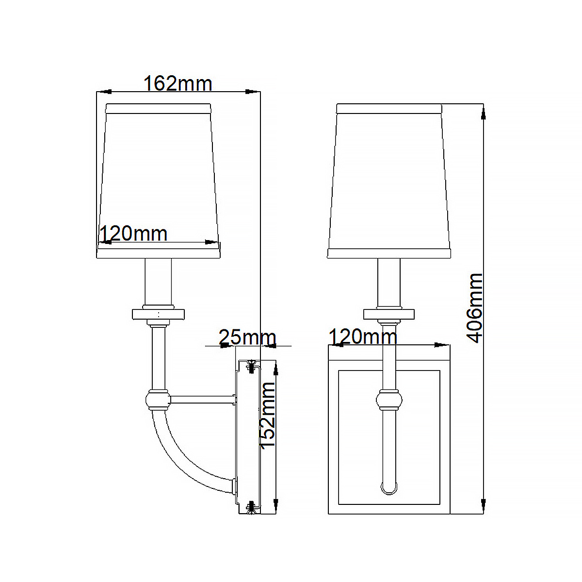 Quaywood Hamptons Wall Light Polished Chrome with Black Faux Silk Shade Quaywood Hamptons Wall Light Polished Chrome with Black Faux Silk Shade