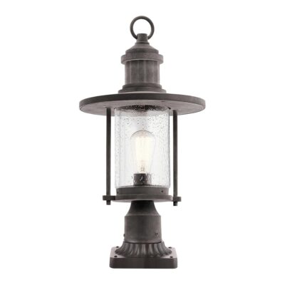 Quilcombe Gate Hamptons Outdoor Pedestal Lantern in Weathered Zinc