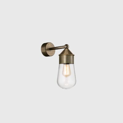 Rainford Coastal Mini Wall Light Antique Brass and Clear Glass