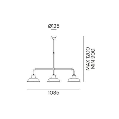 Ravenna Industrial Three-Light Linear Pendant Antique Copper and Brass