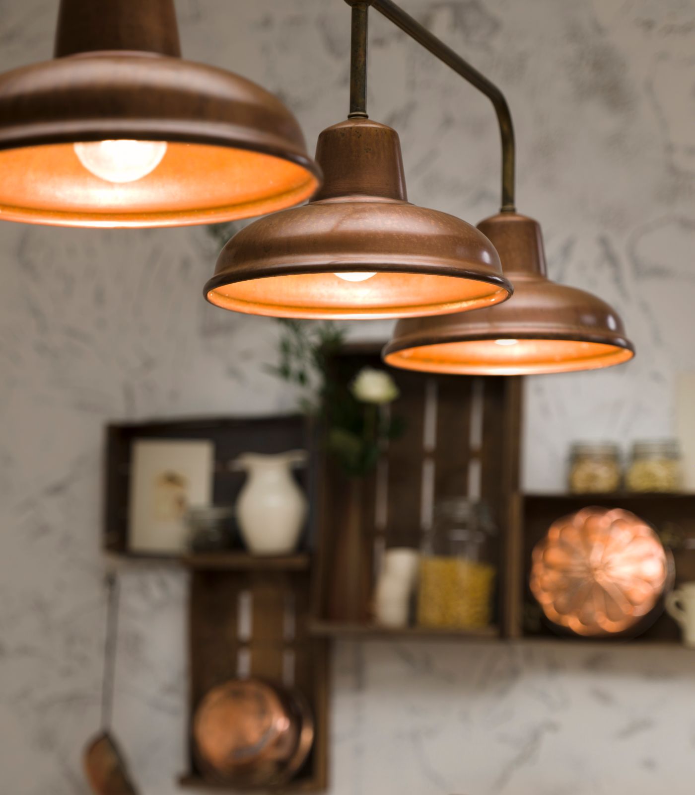 Ravenna Industrial Three-Light Linear Pendant Antique Copper and Brass Ravenna Industrial Three-Light Linear Pendant Antique Copper and Brass