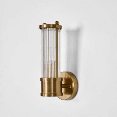 Ravenswood Hamptons Fluted Glass Wall Light Antique Brass