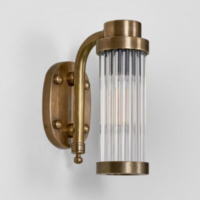 Redfern Reeded Glass Wall Light Antique Brass