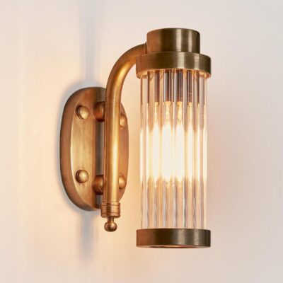 Redfern Reeded Glass Wall Light Antique Brass