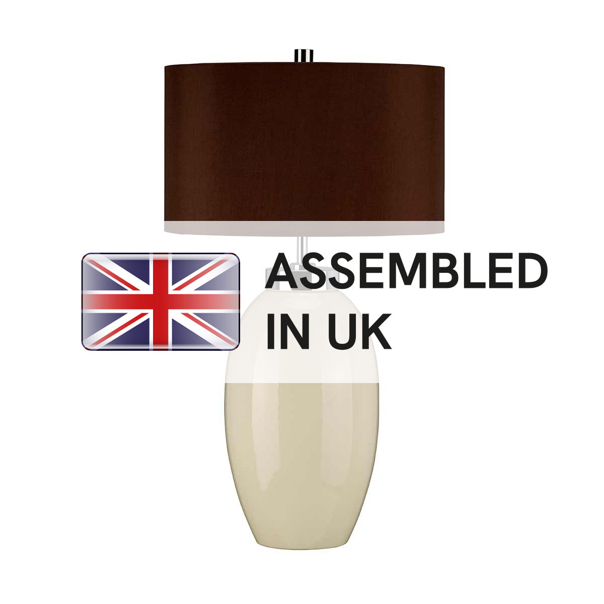 Redgate Table Lamp Cream Ceramic with Chrome Neck Redgate Table Lamp Cream Ceramic with Chrome Neck