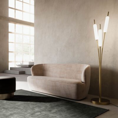 Reedfield Contemporary Three Arm Brass Floor Lamp