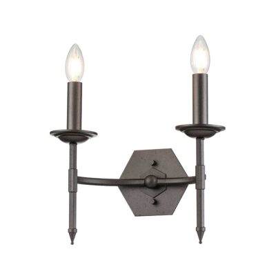 Regalstone Traditional Twin Arm Wall Light Iron Gate Grey