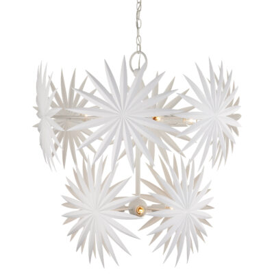 Regency Palm Artistic Chandelier Gesso White