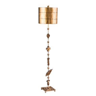 Relicwood French Provincial Floor Lamp Aged Gold with Gold Leaf Shade