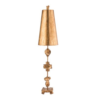 Relicwood Sculptural Table Lamp Aged Gold with Cross Motif