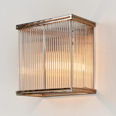 Revelstoke Hamptons Rectangular Glass Wall Light Polished Nickel