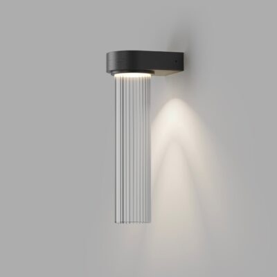Ridgemont Contemporary Wall Light Iron / Clear Ribbed, Iron / Frosted, Iron / Frosted Ribbed, Old Brass / Clear Ribbed, Old Brass / Frosted, Old Brass / Frosted Ribbed