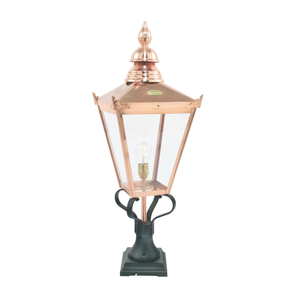 Riverbank Quarter Traditional Copper Outdoor Pedestal Lantern
