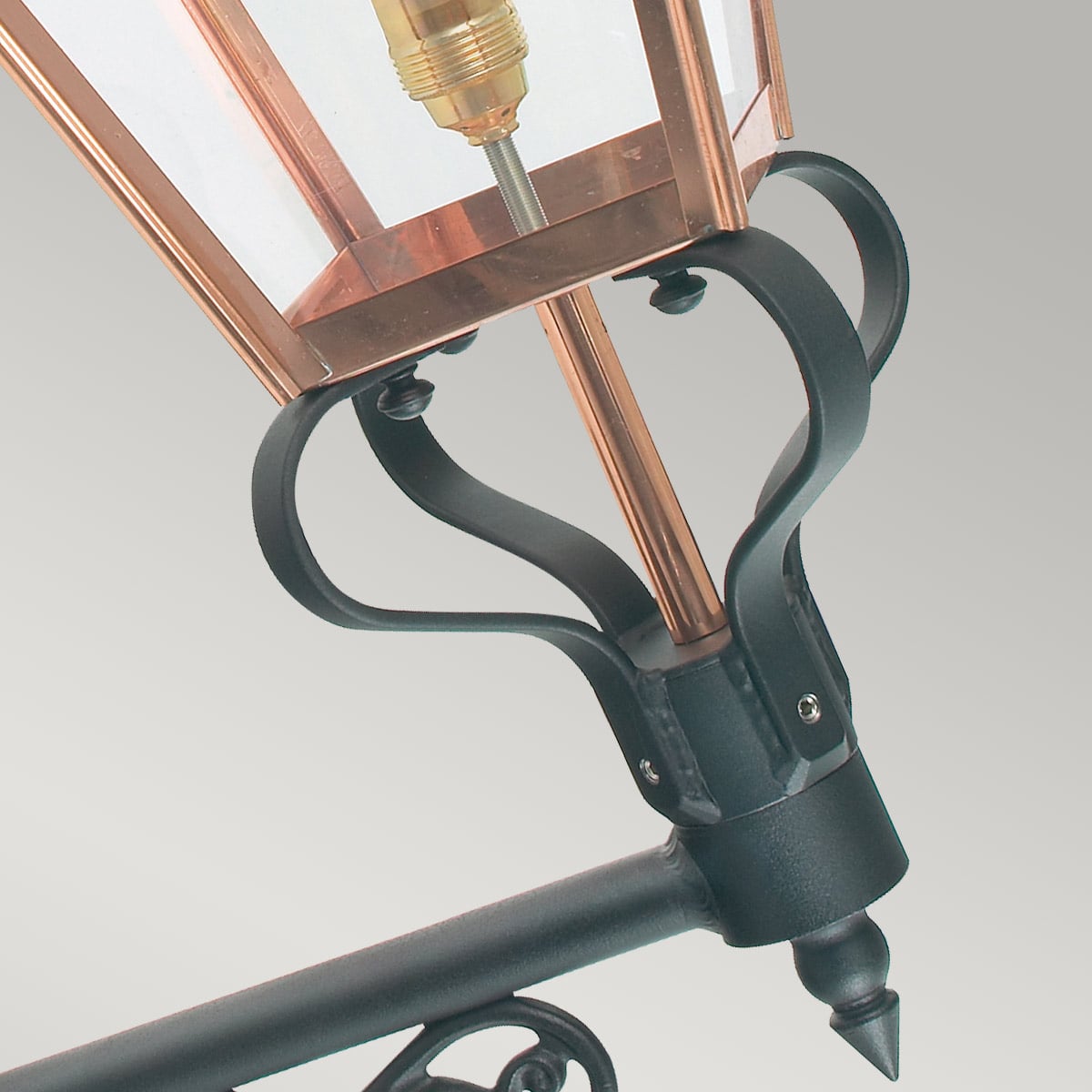 Riverbank Quarter Traditional Outdoor Wall Lantern in Copper Riverbank Quarter Traditional Outdoor Wall Lantern in Copper — detail view