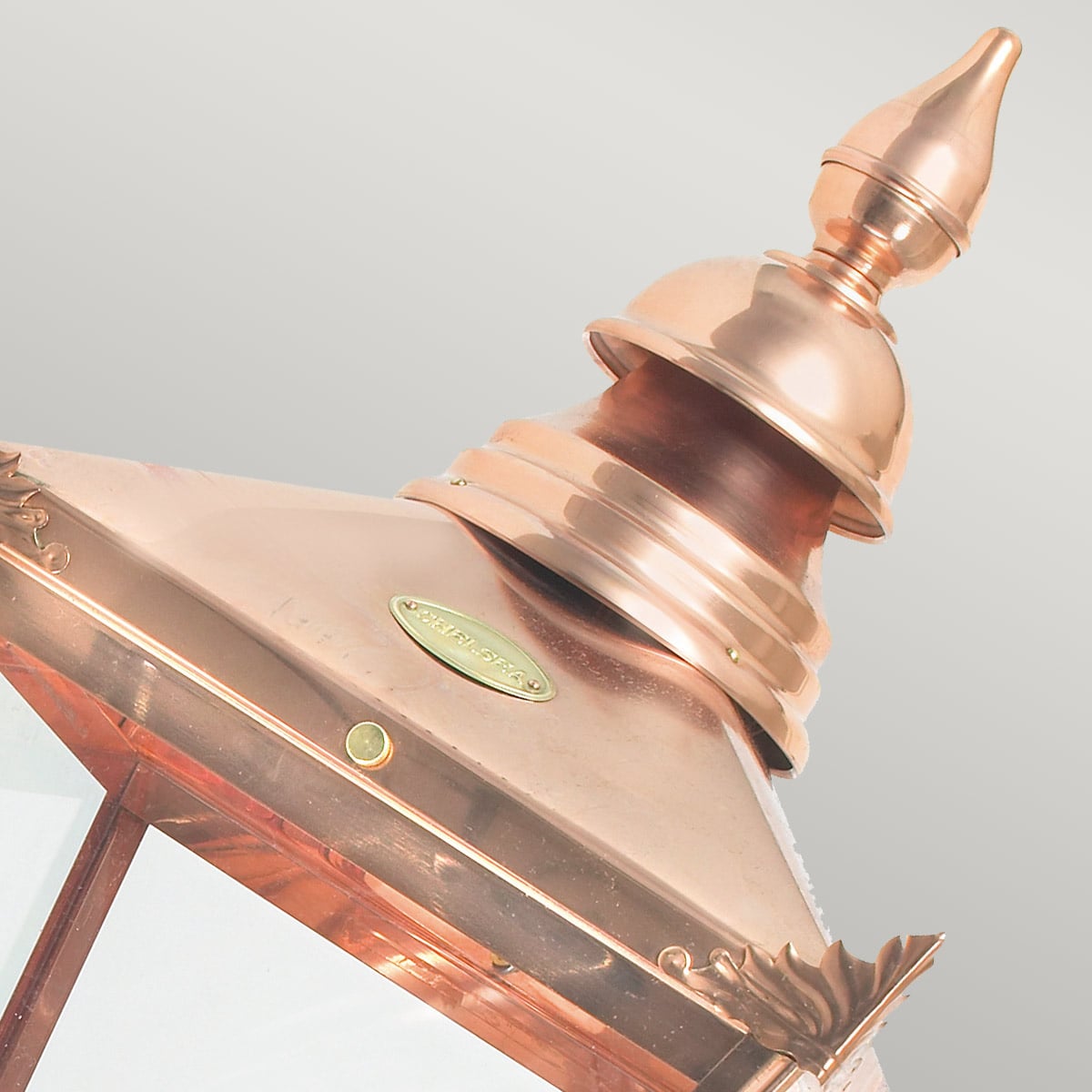 Riverbank Quarter Traditional Outdoor Wall Lantern in Copper Riverbank Quarter Traditional Outdoor Wall Lantern in Copper — detail view