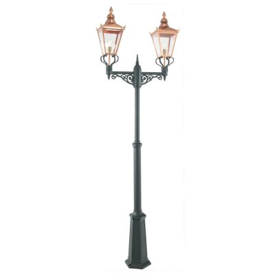 Riverbank Quarter Traditional Twin Head Outdoor Lamp Post Copper And Black