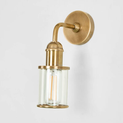 Rivermark Hamptons Wall Light Antique Brass Ribbed Glass