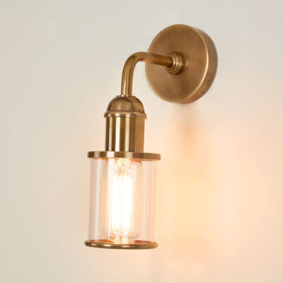 Rivermark Hamptons Wall Light Antique Brass Ribbed Glass