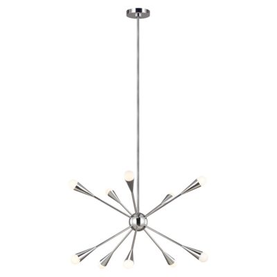 Rivermont Art Deco Starburst Chandelier Polished Nickel