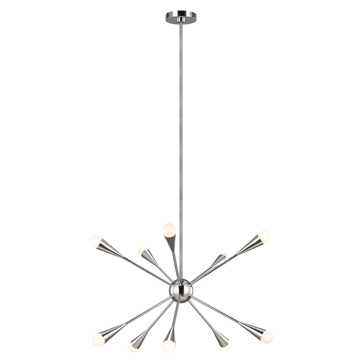 Rivermont Art Deco Starburst Chandelier Polished Nickel