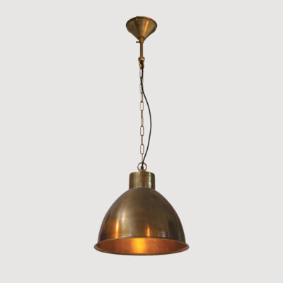 Riverside Industrial Dome Ceiling Pendant Antique Brass