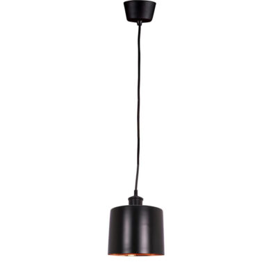 Riviera Hamptons Small Drum Pendant Light Matte Black and Copper