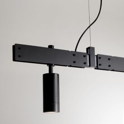 Rondelle Contemporary Linear Bar Pendant Light Matte Black and Frosted White