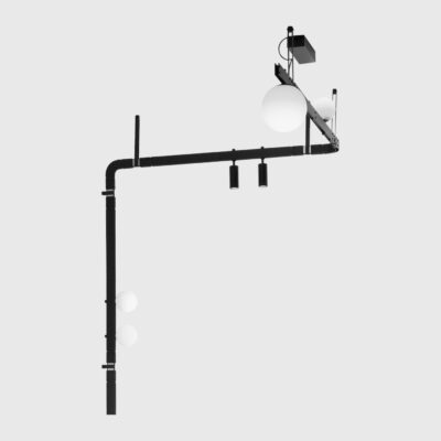 Rondelle Contemporary Modular Wall Light Matte Black and Frosted White