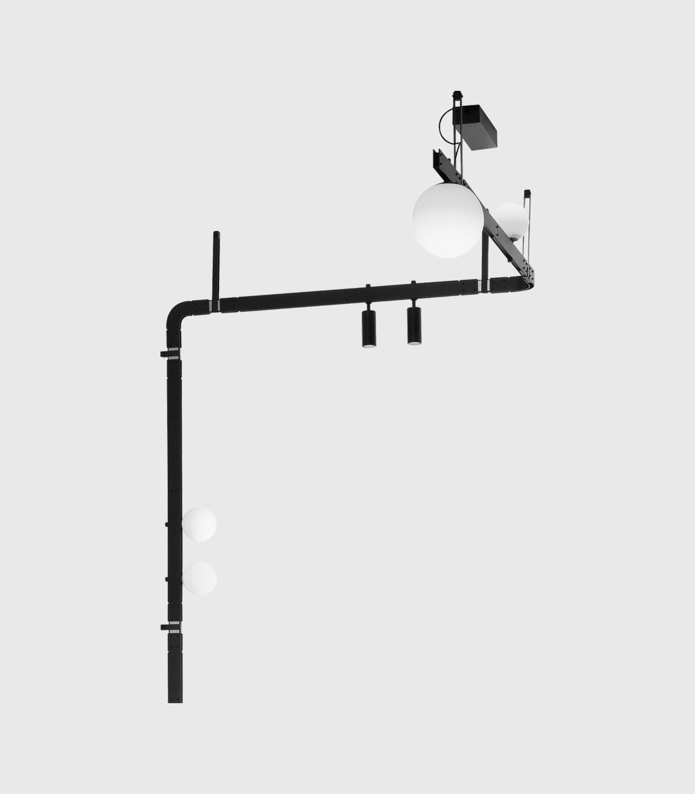 Rondelle Contemporary Modular Wall Light Matte Black and Frosted White