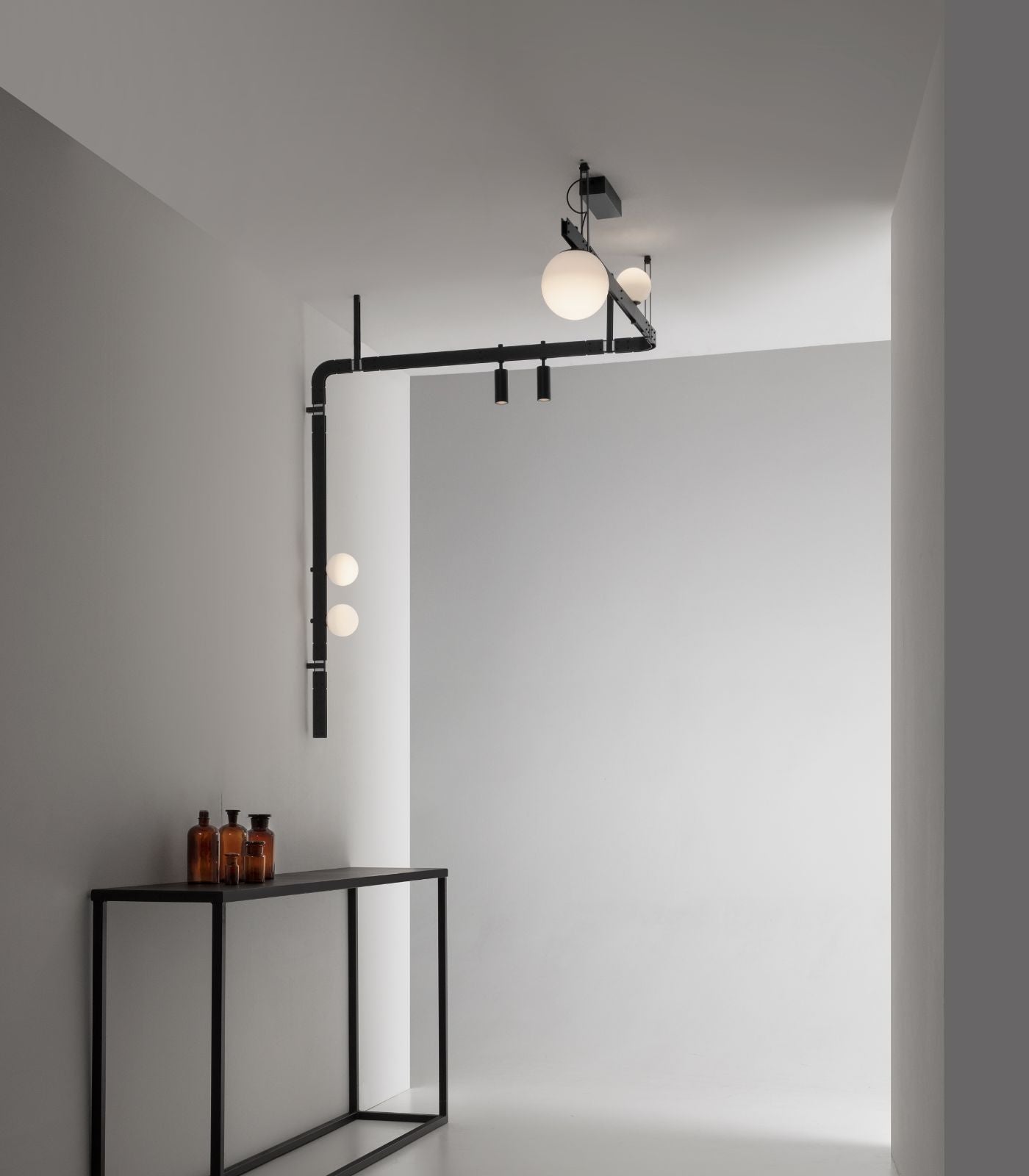 Rondelle Contemporary Modular Wall Light Matte Black and Frosted White Rondelle Contemporary Modular Wall Light Matte Black and Frosted White