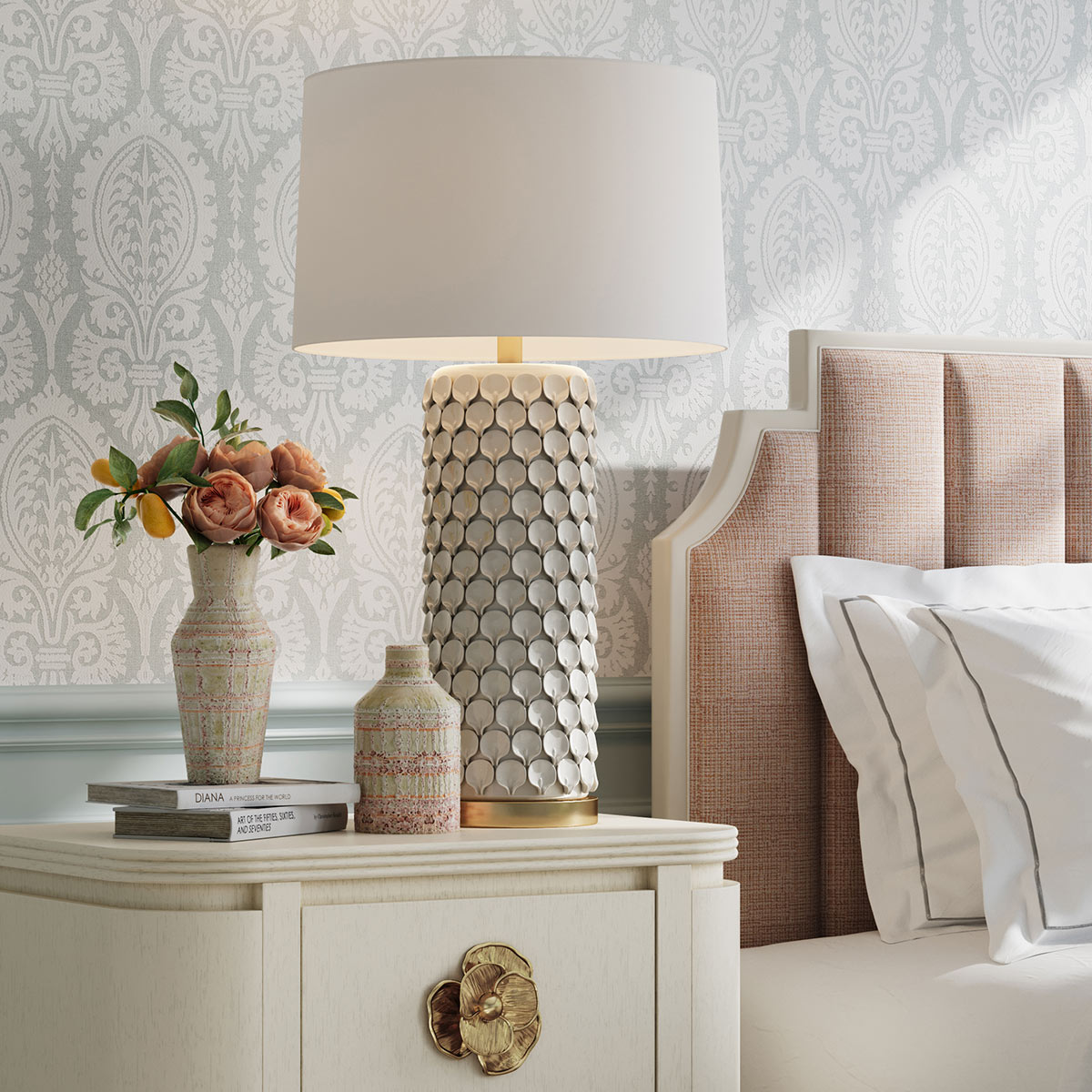 Rosemallow Hamptons Table Lamp Cream Antique Brass Rosemallow Hamptons Table Lamp Cream Antique Brass — in situ view