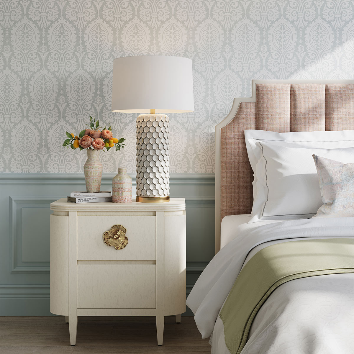 Rosemallow Hamptons Table Lamp Cream Antique Brass Rosemallow Hamptons Table Lamp Cream Antique Brass — in situ view