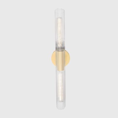 Rosemead Contemporary Ribbed Glass Wall Light Aged Brass