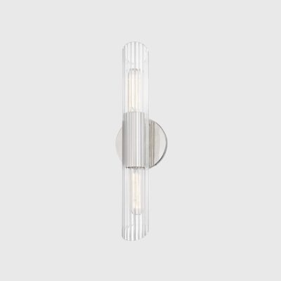 Rosemead Contemporary Ribbed Glass Wall Light Polished Nickel