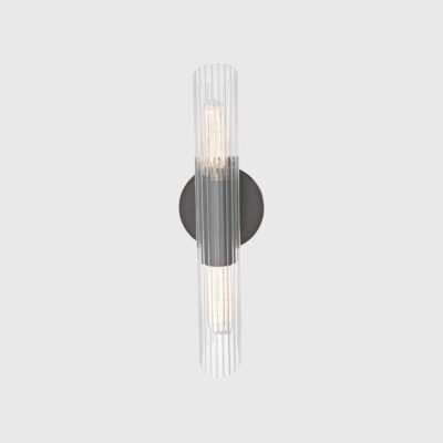Rosemead Contemporary Wall Light Old Bronze and Clear Ribbed Glass