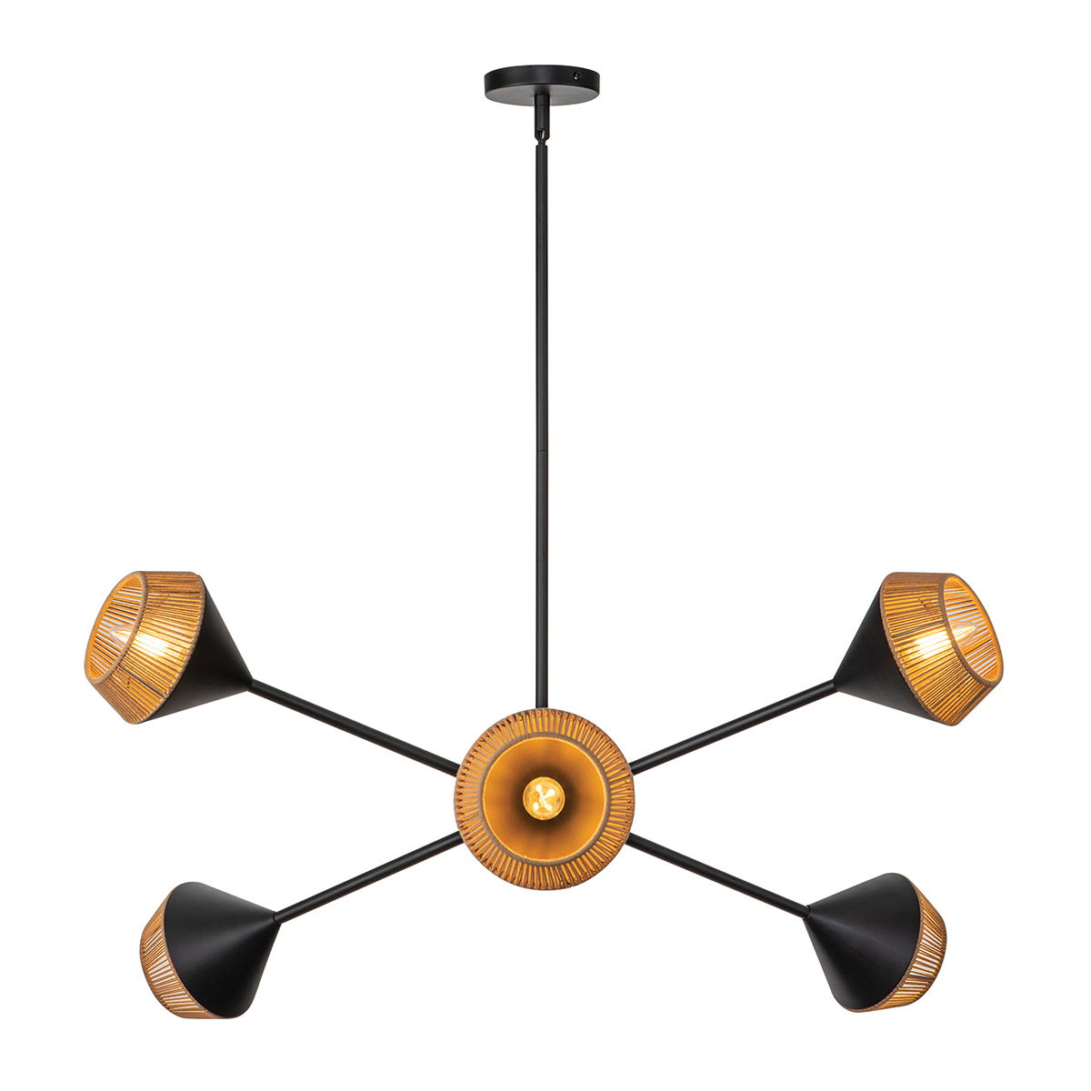 Rosemere Contemporary Sputnik Chandelier Matte Black & Natural Rope Rosemere Contemporary Sputnik Chandelier Matte Black & Natural Rope