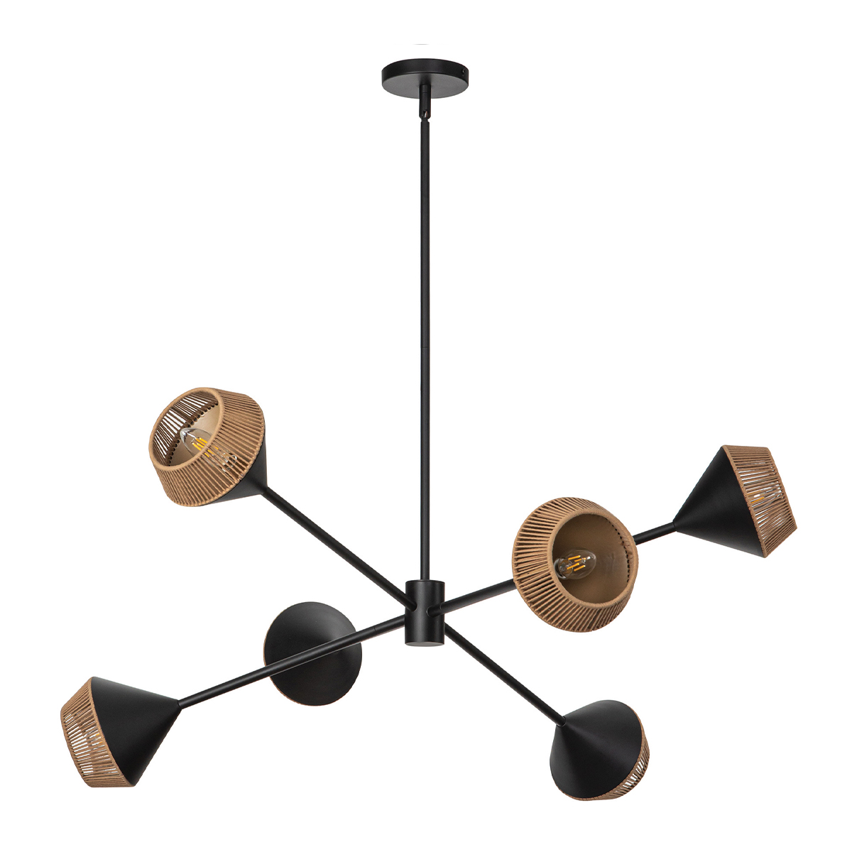 Rosemere Contemporary Sputnik Chandelier Matte Black & Natural Rope Rosemere Contemporary Sputnik Chandelier Matte Black & Natural Rope