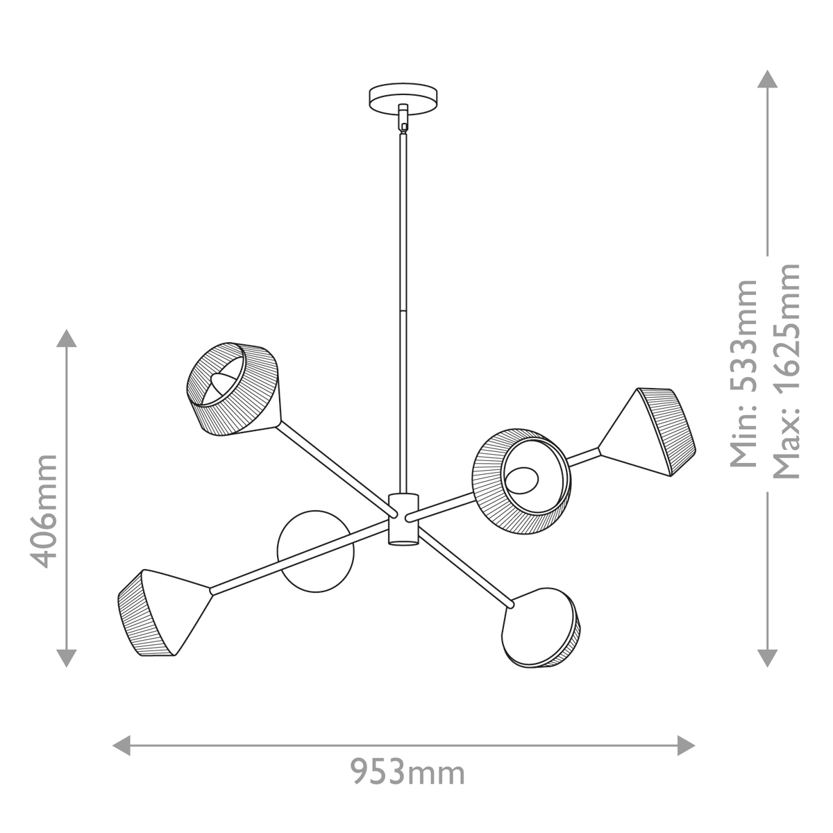 Rosemere Contemporary Sputnik Chandelier Matte Black & Natural Rope Rosemere Contemporary Sputnik Chandelier Matte Black & Natural Rope
