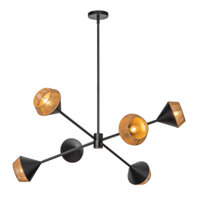 Rosemere Contemporary Sputnik Chandelier Matte Black & Natural Rope