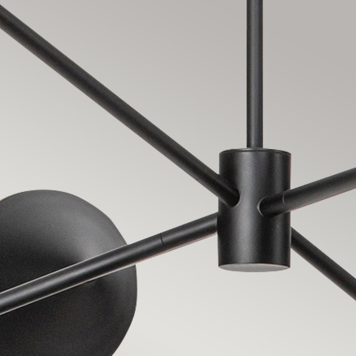 Rosemere Contemporary Sputnik Chandelier Matte Black & Natural Rope Rosemere Contemporary Sputnik Chandelier Matte Black & Natural Rope — detail view