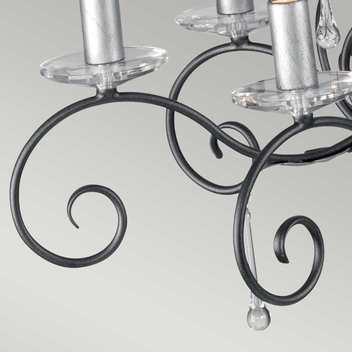Rosemont Court French Provincial 10 Light Chandelier Black With Silver Patina Rosemont Court French Provincial 10 Light Chandelier Black With Silver Patina — detail view